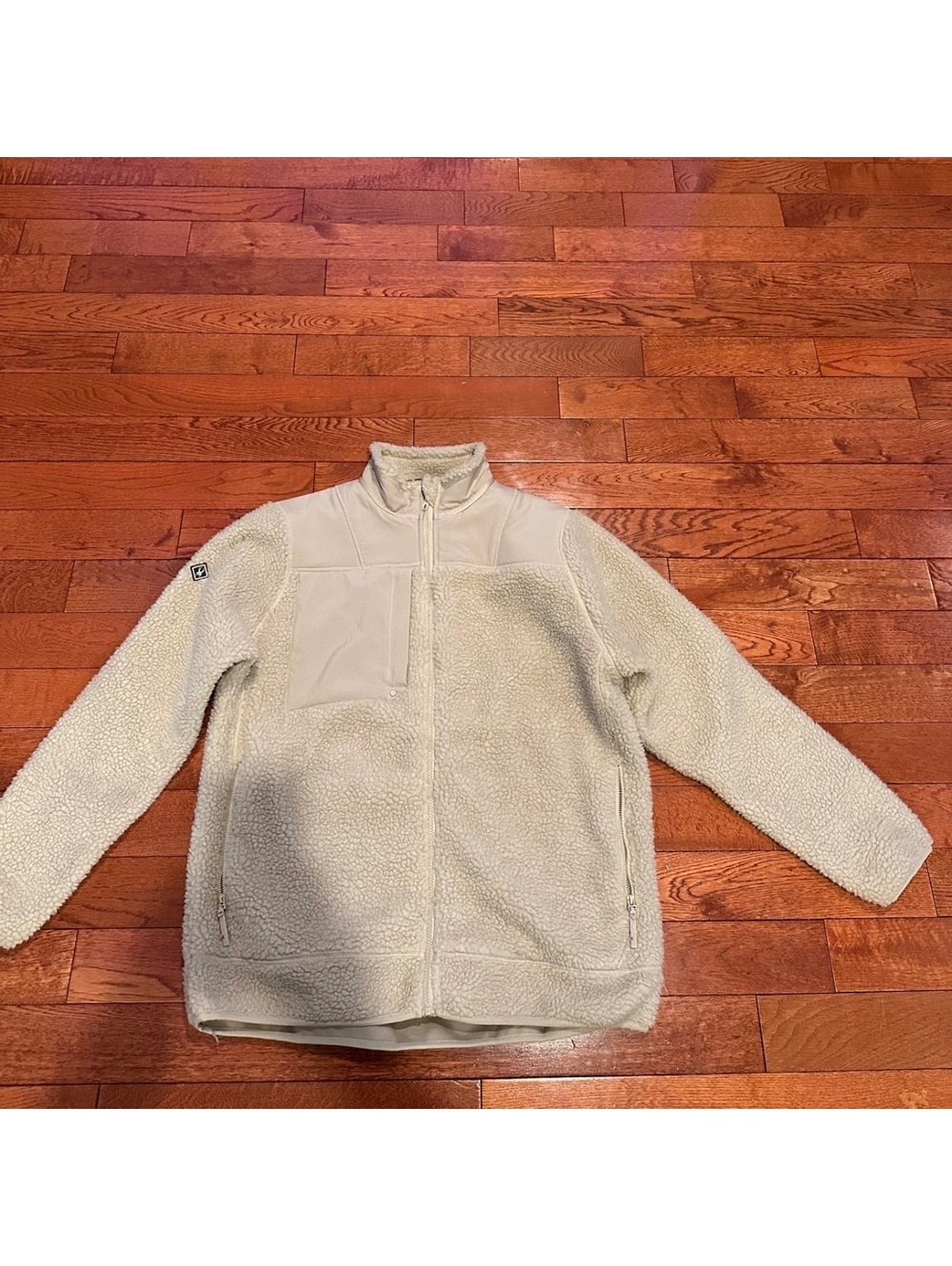 Spyder Men's XL Cream Sherpa Fleece Full-Zip Jacket Pockets